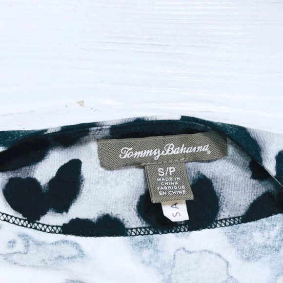 Tommy Bahama Leopard Print Stretch Faux Wrap Dress Size S 3/4 Sleeve - Picture 3 of 4